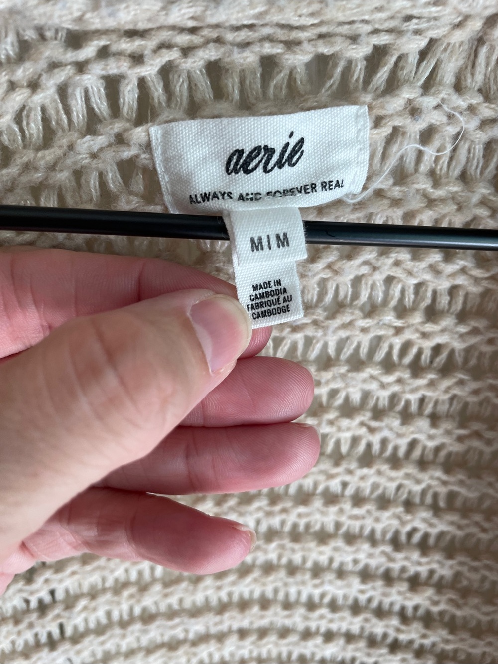 aerie Open-Knit Beige Women's Cardigan - Picture 4 of 7